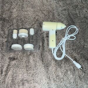 Cream Electric Facial Cleansing Brush Set